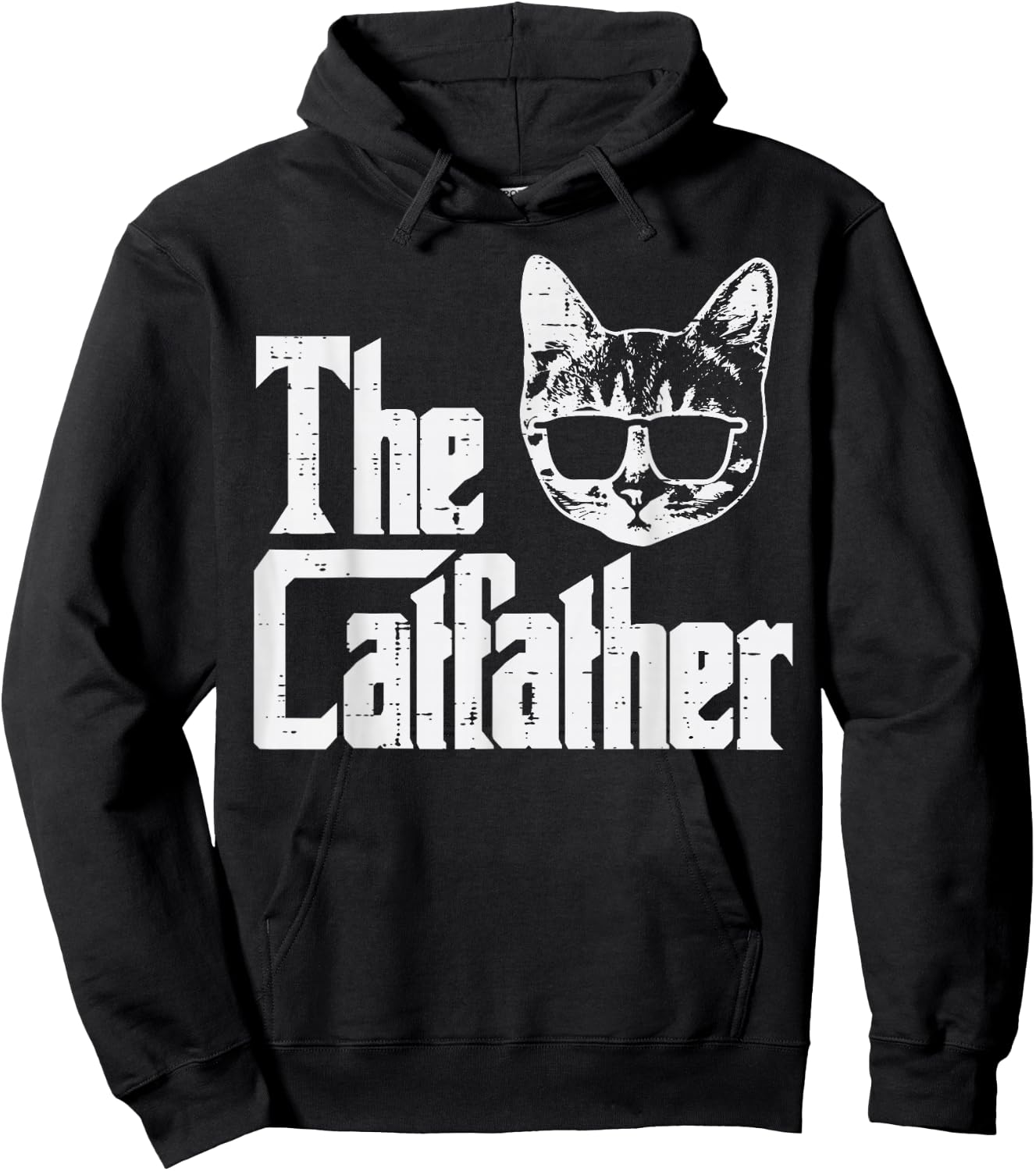 The Catfather Funny Cat Dad Fathers Day Movie Pun Papa Men Hoodie - Hoodie | Black
