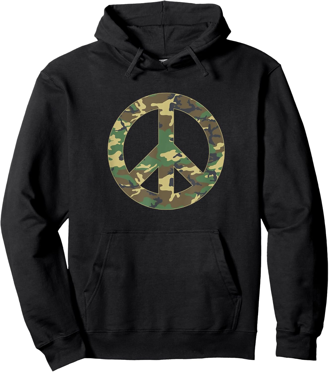 Camo Peace Sign Symbol Camouflage Women Adults Hoodie - Hoodie | Black