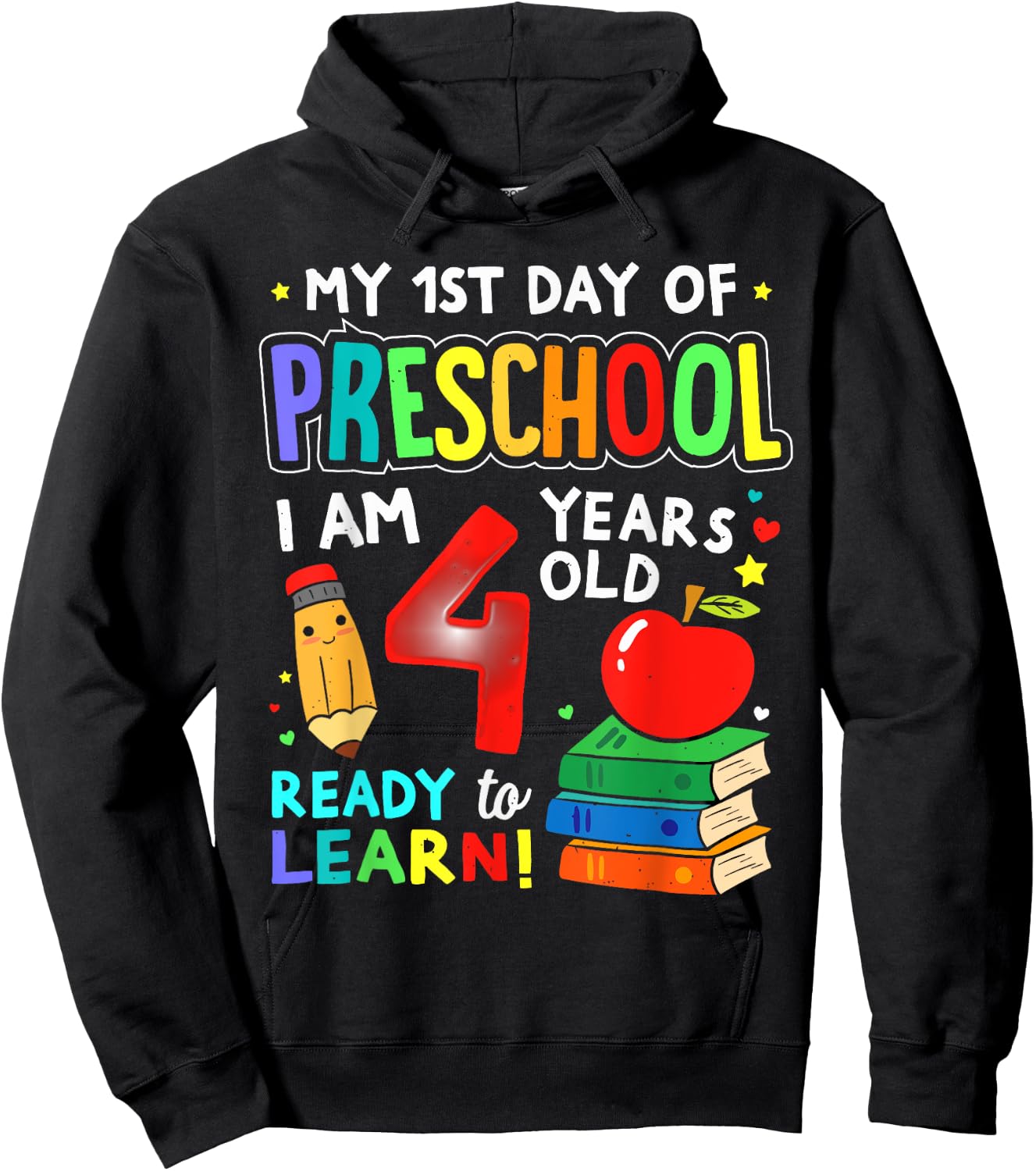 My First Day of Preschool Boys Girls 1st Day of Prek Kids Hoodie - Hoodie | Black
