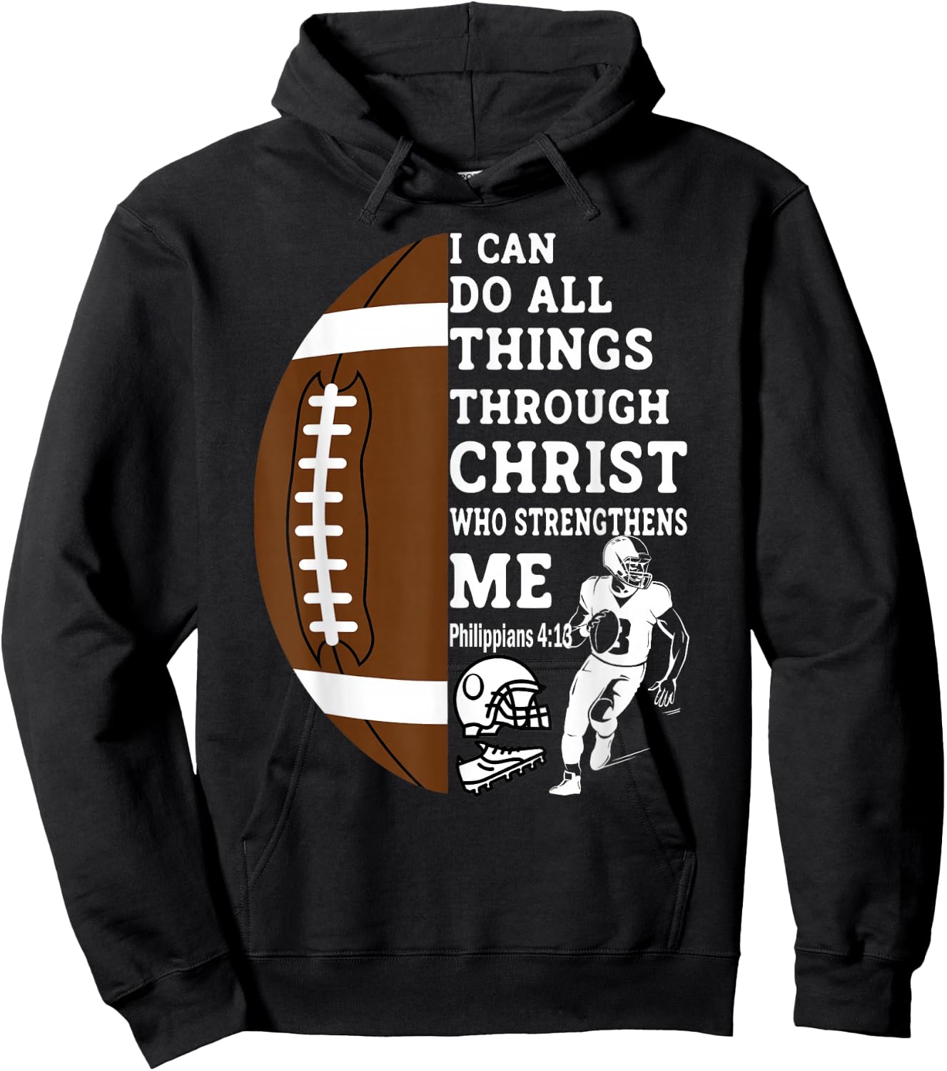 Motivational Bible Verse Christian Gifts Football Hoodie - Hoodie | Black