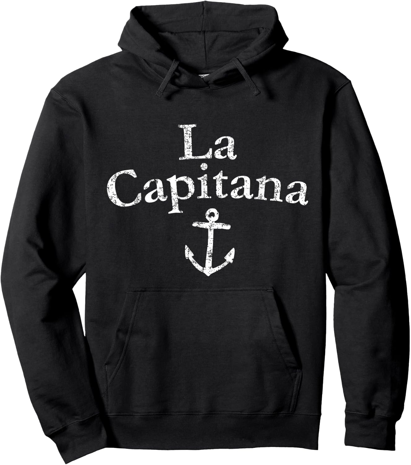 La Capitana (Vintage White) Sailing & Boating Captain Hoodie - Hoodie | Black