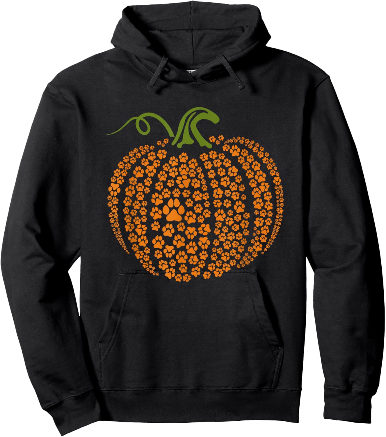 Pumpkin Dog Paw Print Lazy Halloween Costume Puppy Lover Hoodie - Hoodie | Black