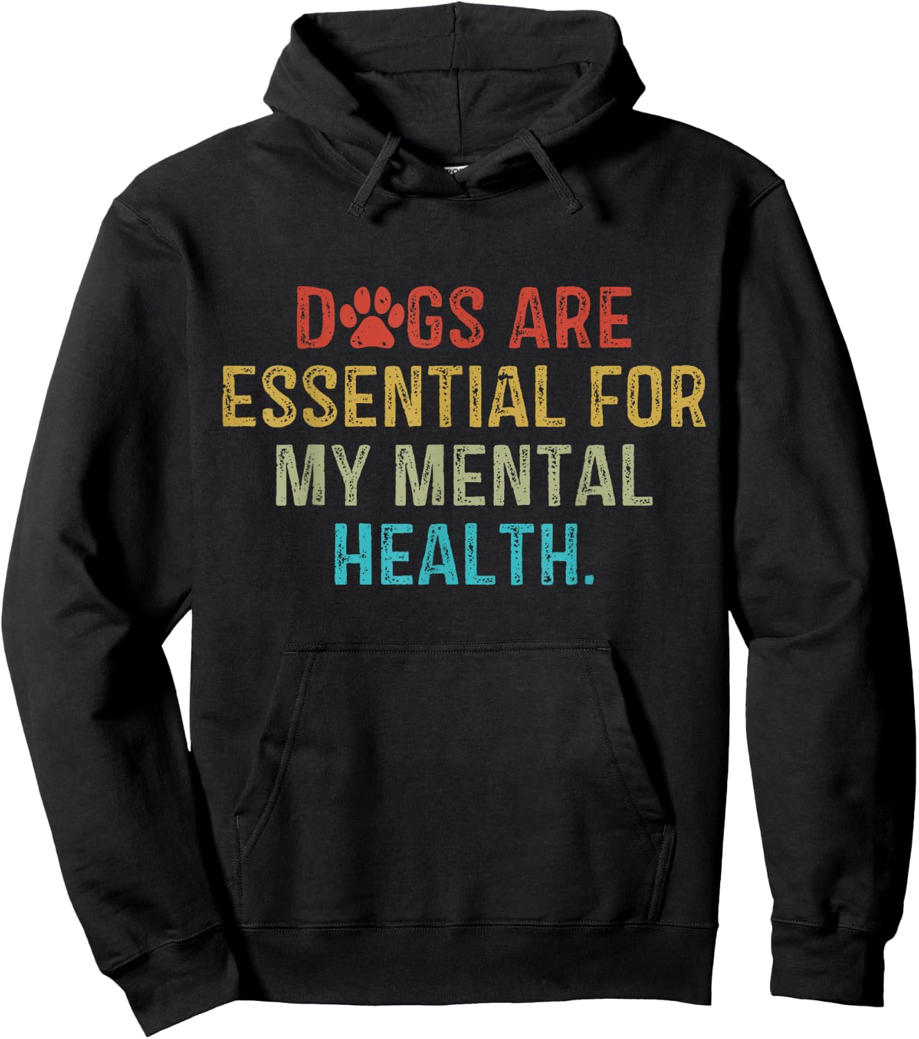 Dogs Are Essential For My Mental Health Quote retro vintage Hoodie - Hoodie | Black
