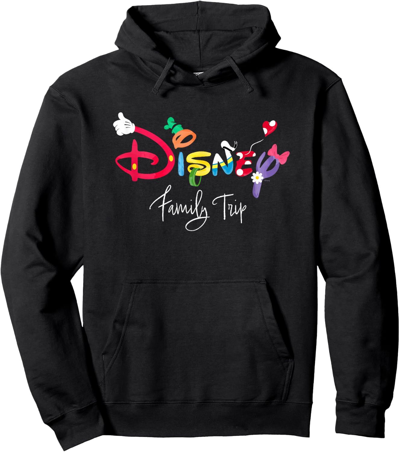 Disney Mickey & Friends Character Letters Disney Family Trip Hoodie - Hoodie | Black