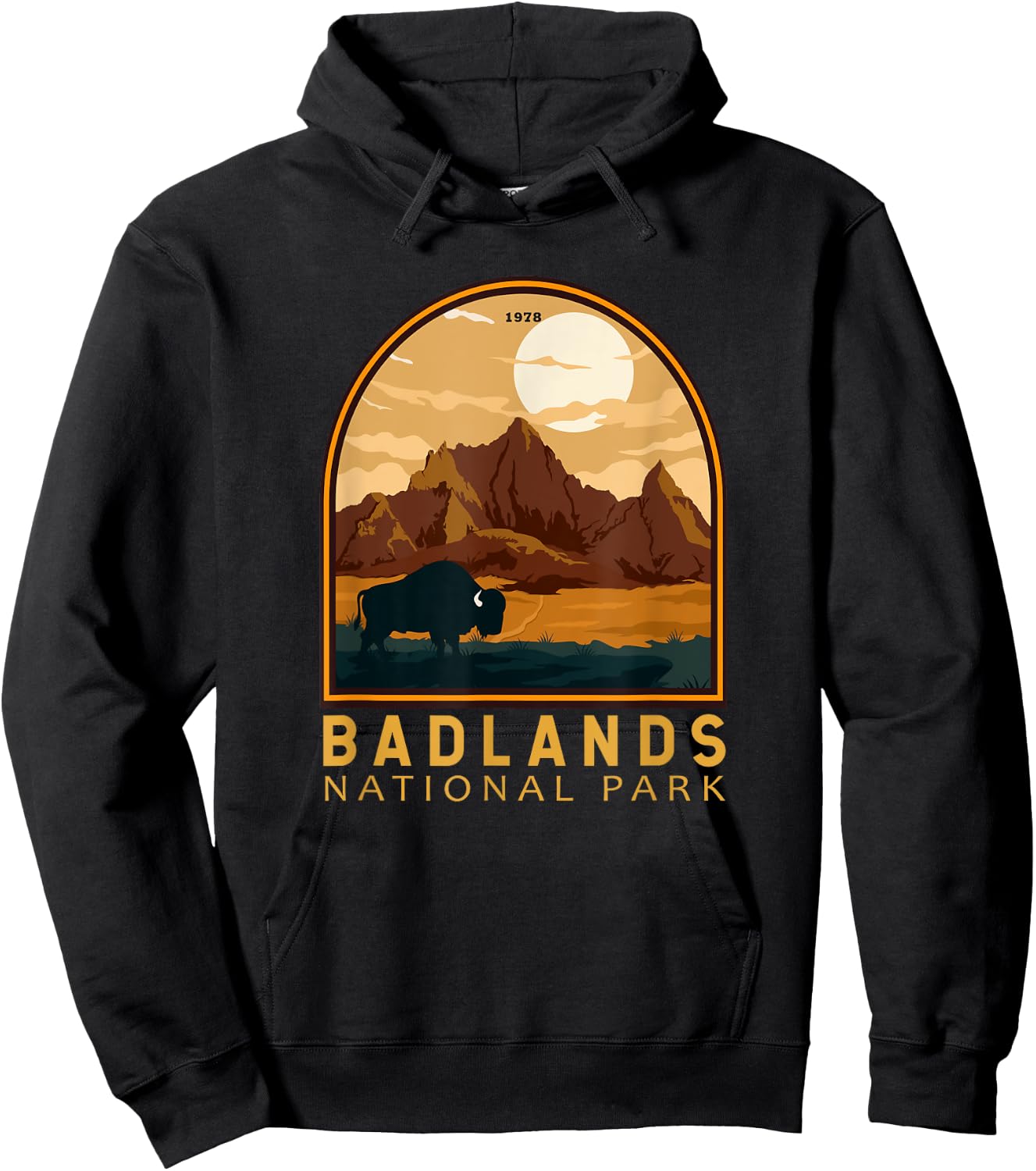 Badlands National Park South Dakota Vintage Emblem Hoodie - Hoodie | Black