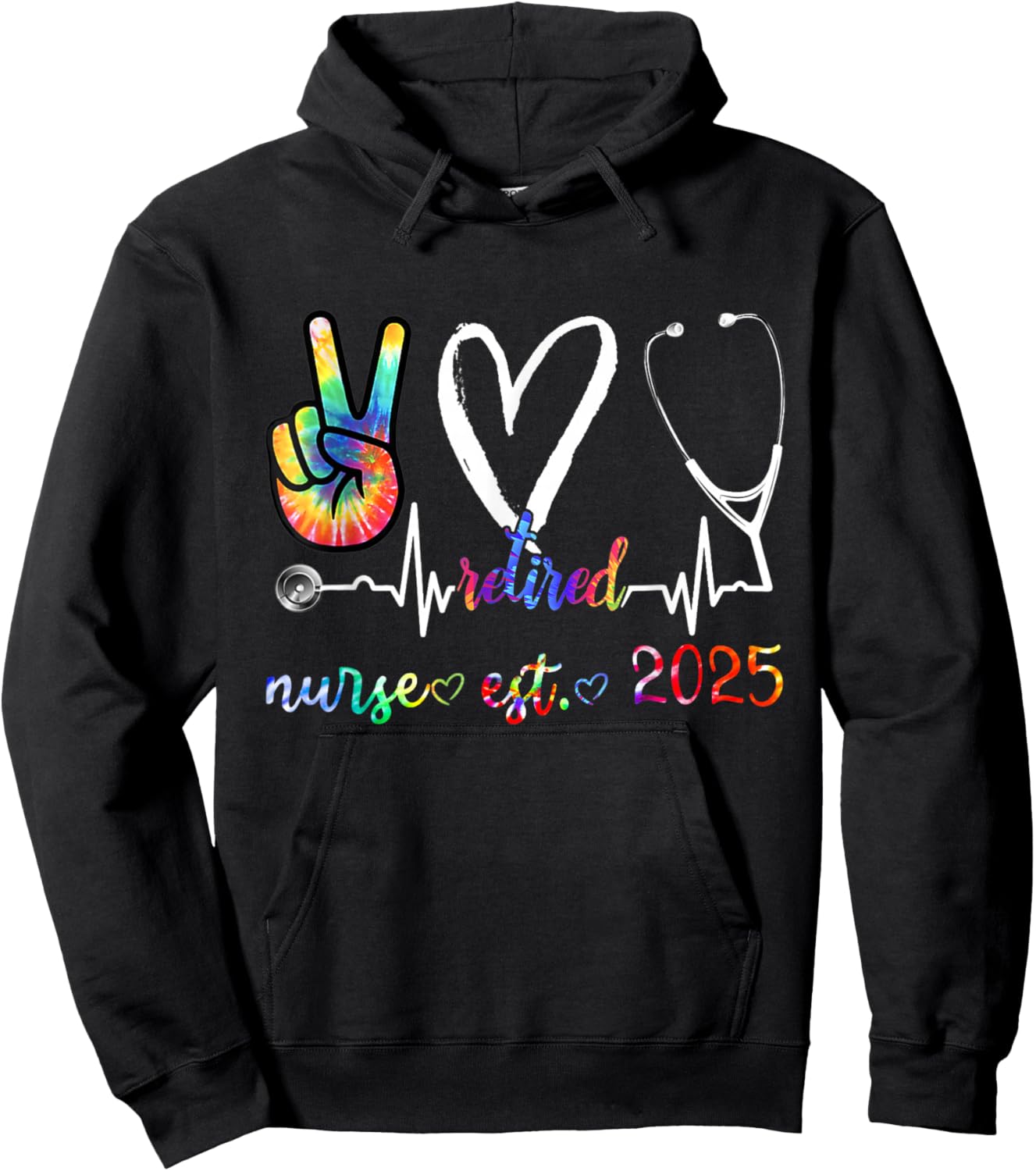 Retirement gifts Nurse 2025 Nursing Retired Nurse 25 Tie Dye Hoodie - Hoodie | Black