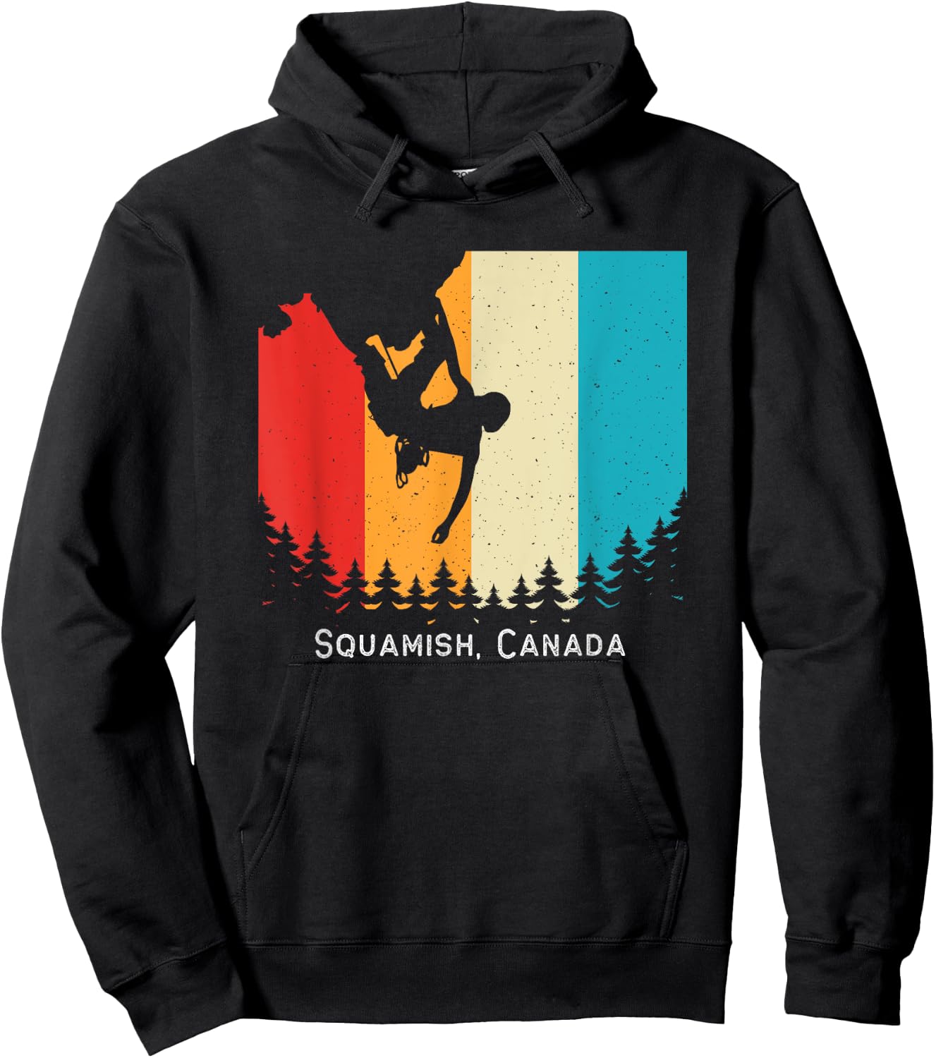 Vintage Squamish, Canada Rock Climbing Bouldering Mountain Hoodie - Hoodie | Black