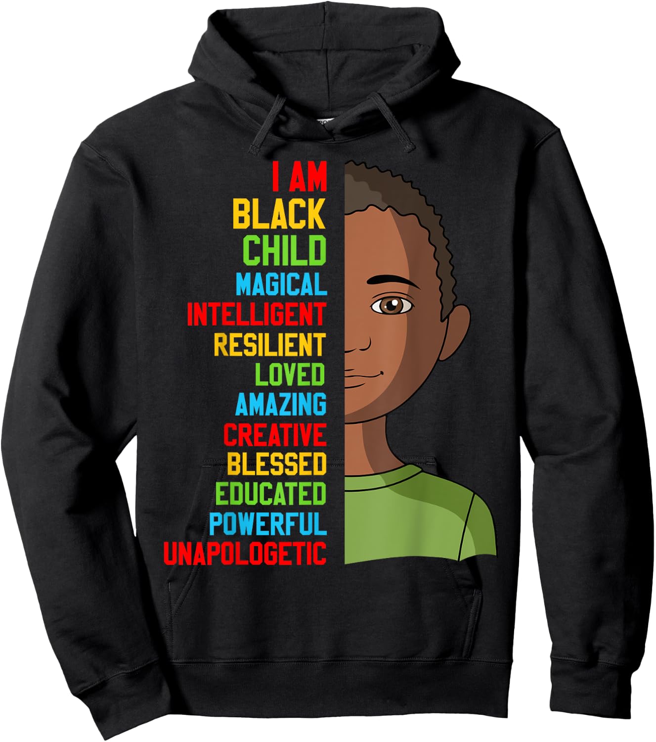 African-Shirt I Am Black Child History American Kids Boy Hoodie - Hoodie | Black