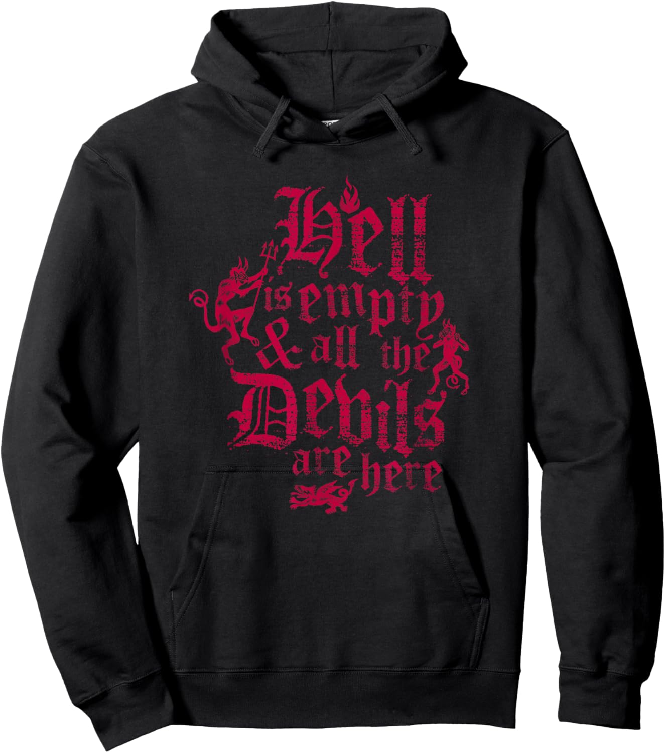 Hell is Empty -Tempest Vintage Distressed Gothic Shakespeare Hoodie - Hoodie | Black