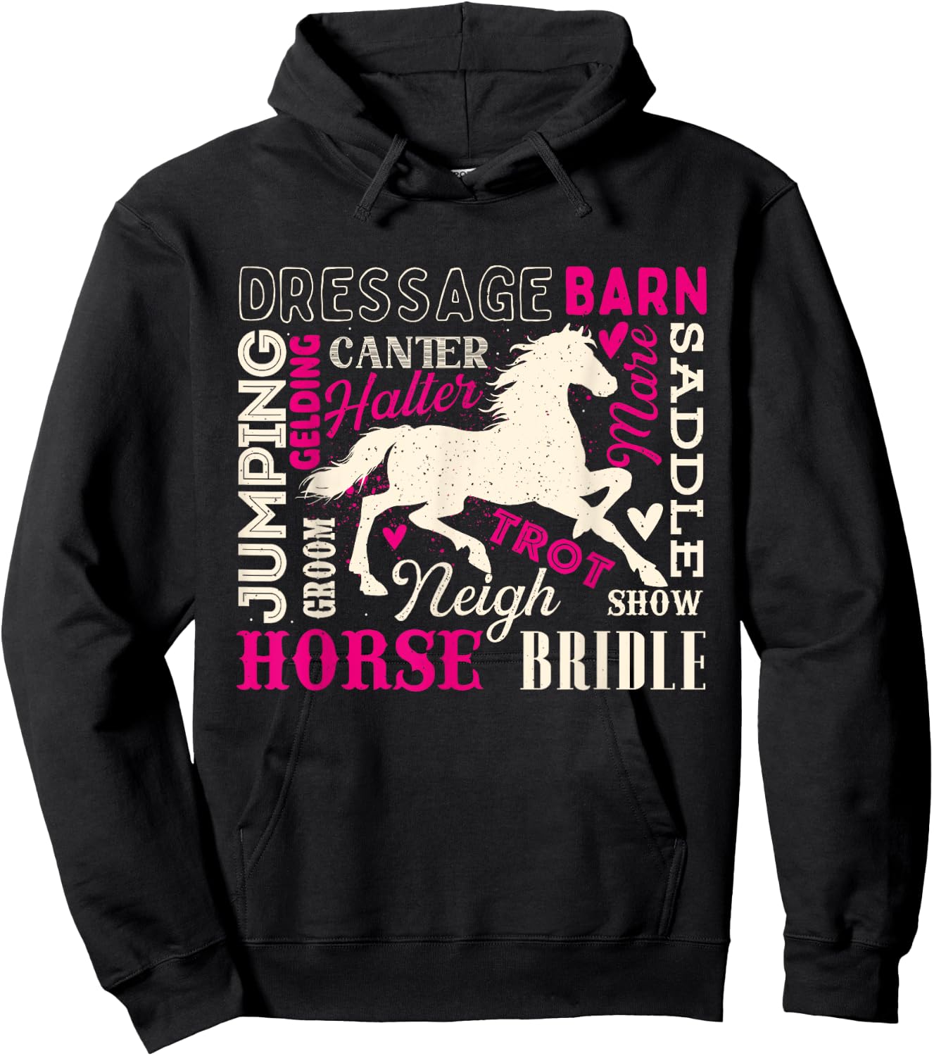 Typography Horses - Horseman Horse Owner Equestrian Riding Hoodie - Hoodie | Black