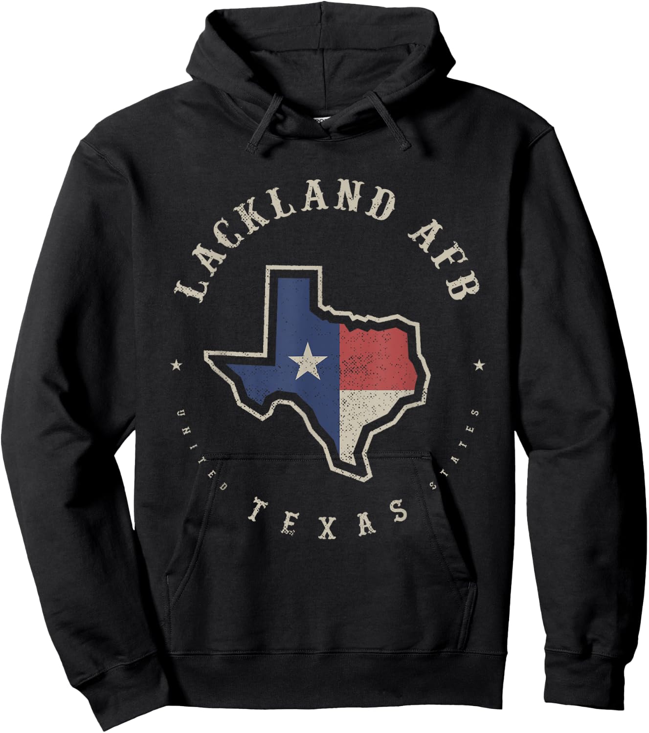 Vintage Lackland AFB Texas State Flag Map Souvenir Gift Hoodie - Hoodie | Black