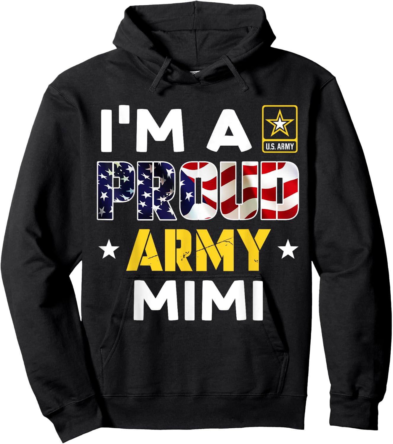 I'm a Proud Army MIMI USA American Flag Dog Tag Family Hoodie - Hoodie | Black