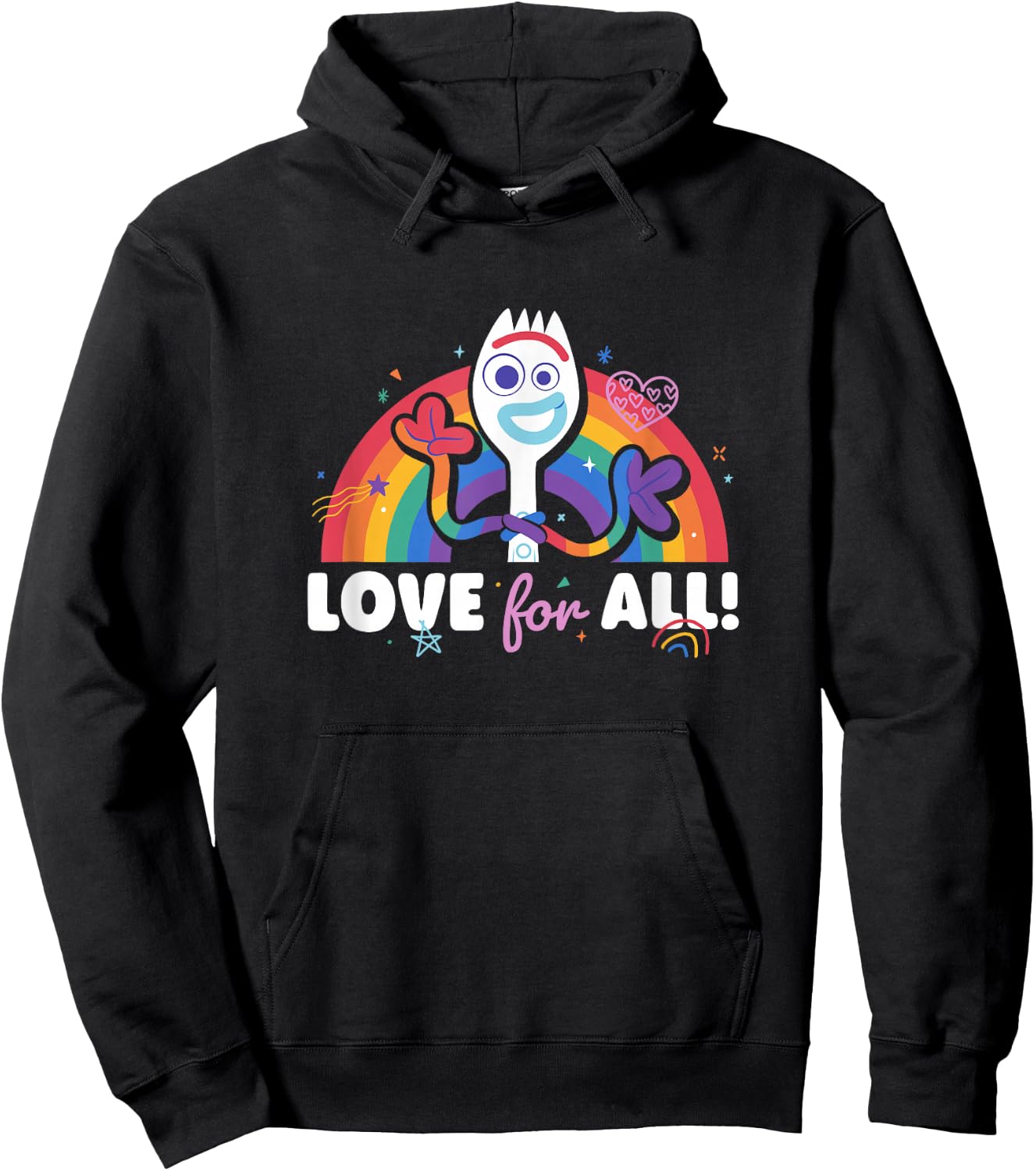 Disney Pixar Toy Story 4 Rainbow Forky Love for All Hoodie - Hoodie | Black