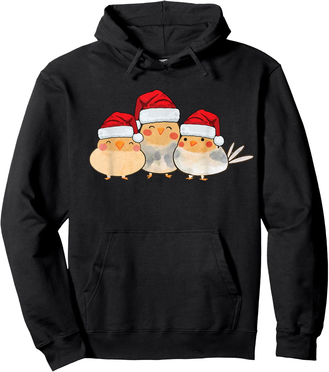 Cockatiel Lutino yellow cute birds wearing christmas costume Hoodie - Hoodie | Black
