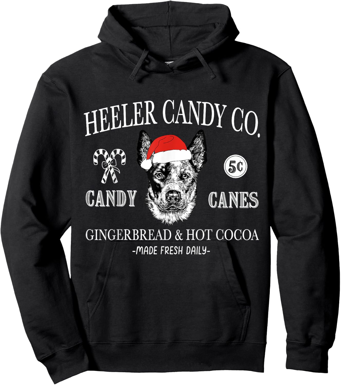 Funny Santa Australian Cattle Dog Christmas Vintage Holiday Men Women Kids Hoodie - Hoodie | Black