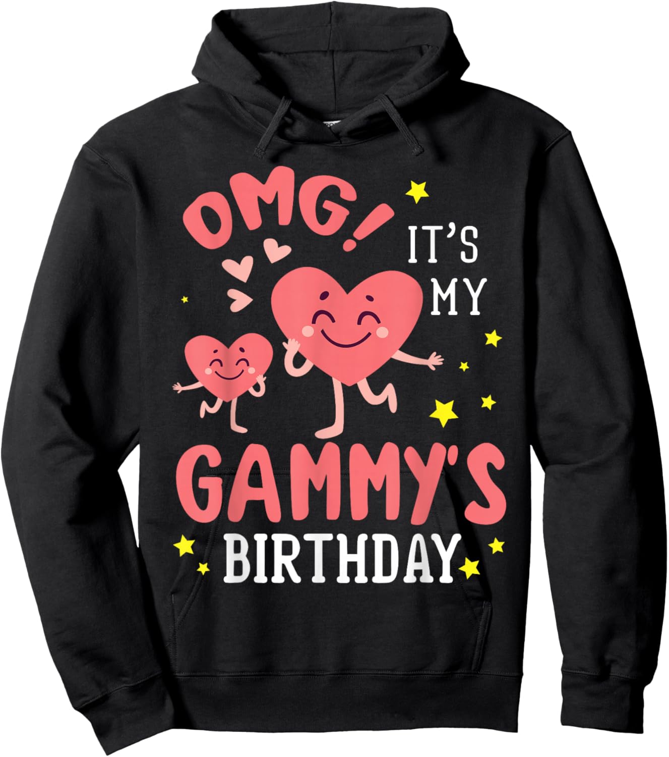 Hearts Faces Dancing Together OMG It's My Gammy's Birthday Hoodie - Hoodie | Black