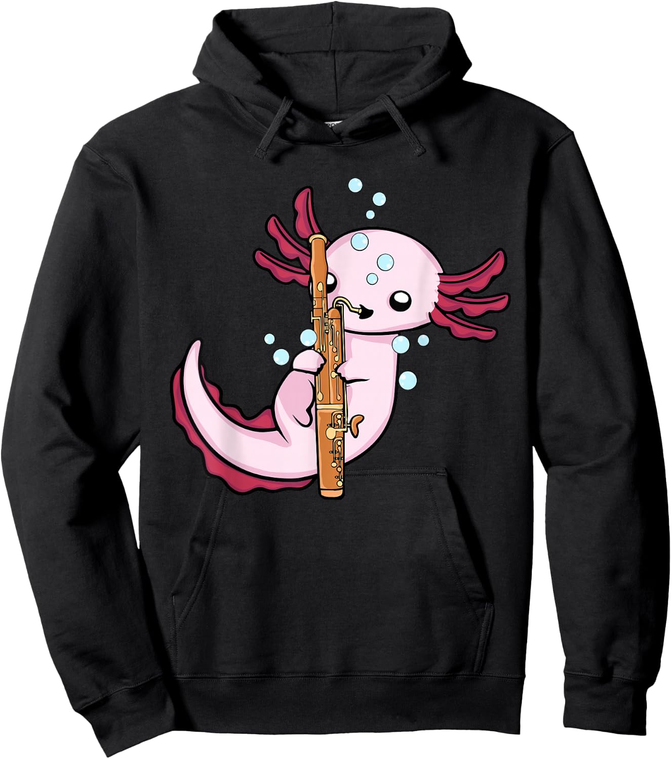 Underwater Axolotl Bassoon Player Kids Music Bassoon Hoodie - Hoodie | Black