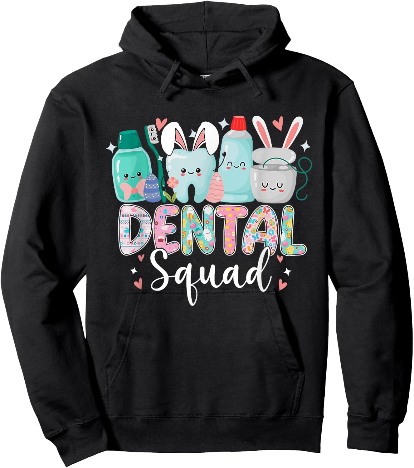 Funny Teeth Dental Squad Dentist Happy Easter Day Gifts Hoodie - Hoodie | Black