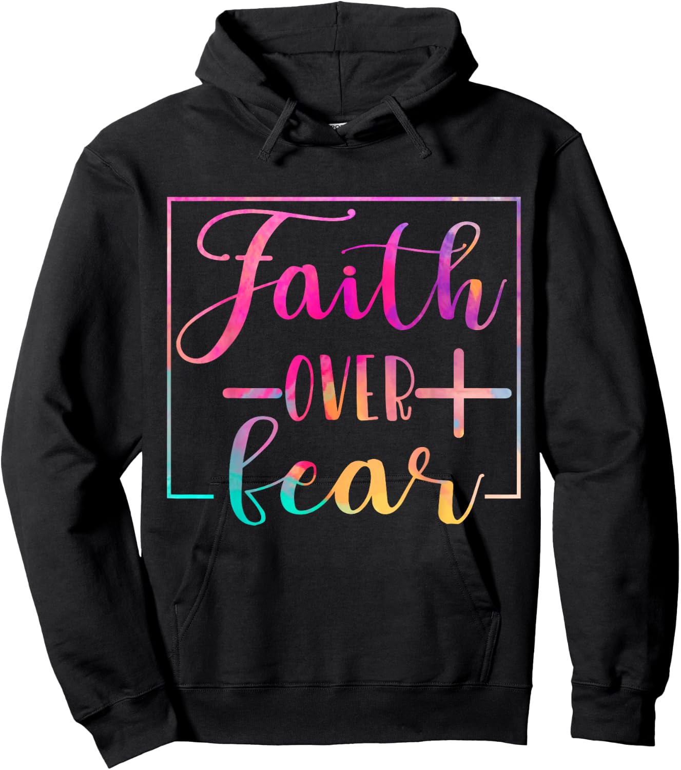 Religious Jesus Christian Faith Believe Over Fear Water Colo Hoodie - Hoodie | Black