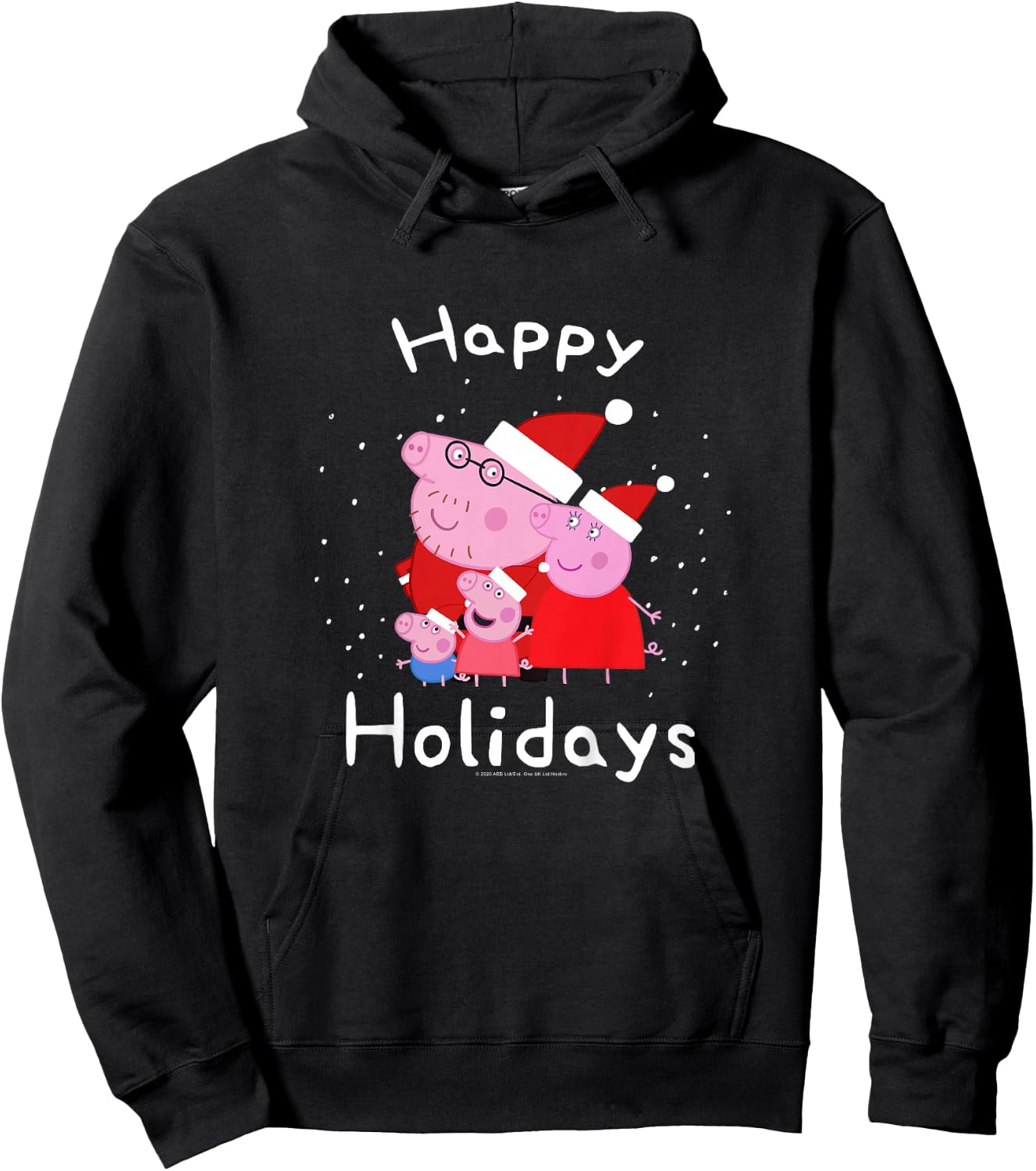 Kids Peppa Pig Christmas Happy Holidays Family Group Shot Hoodie - Hoodie | Black