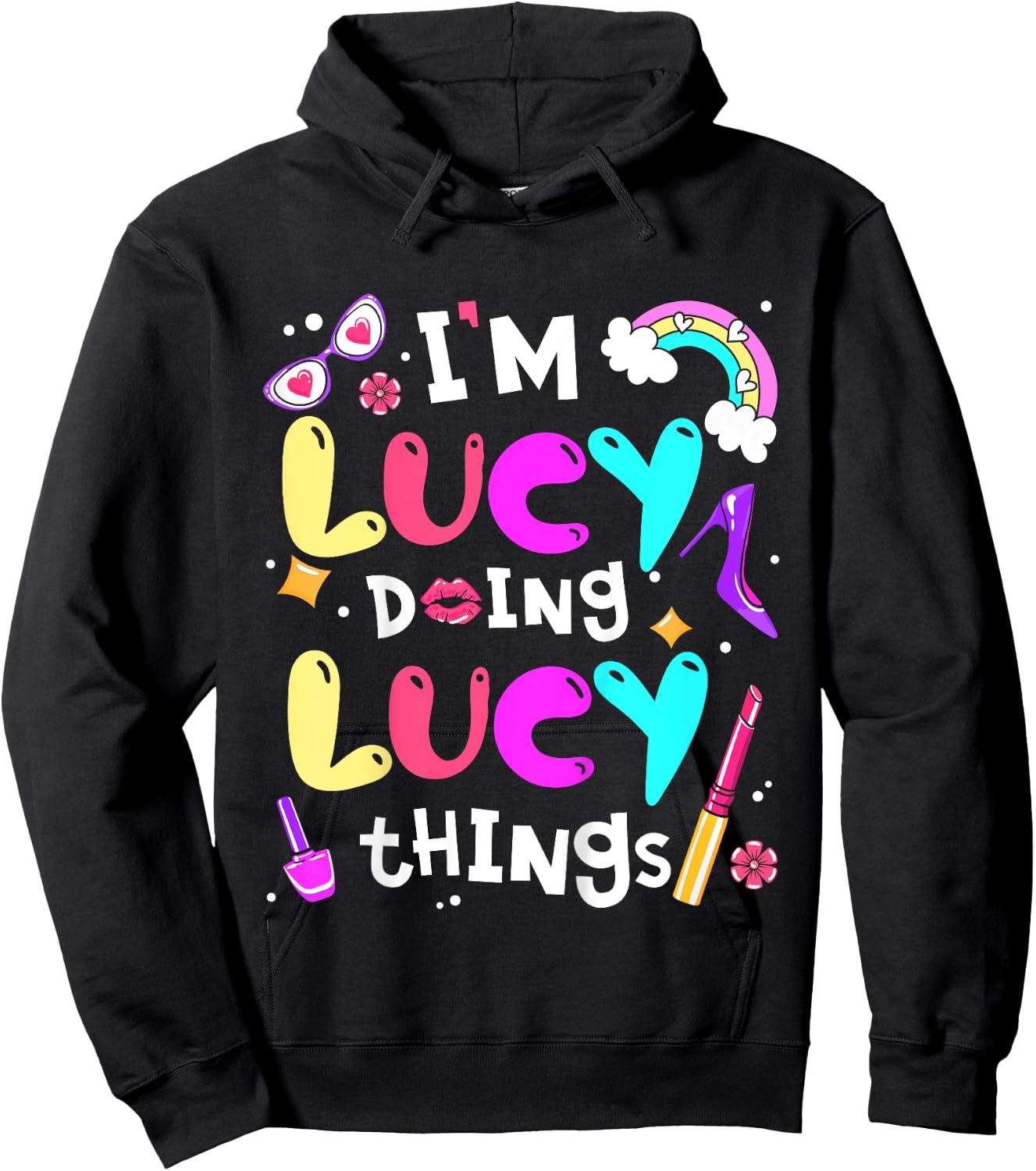 Kids I'm Lucy Doing Lucy Things Cute Girls Personalized Name Hoodie - Hoodie | Black