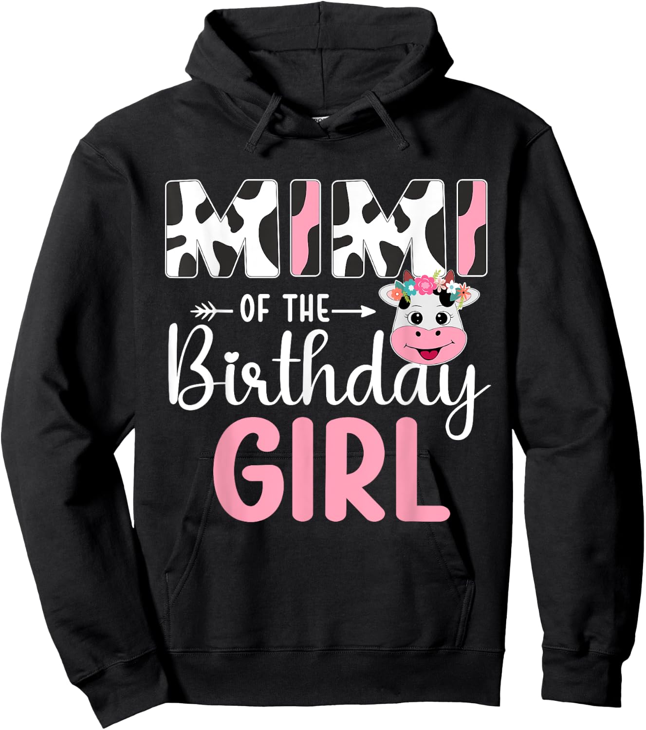 Mimi Of The Birthday Girl Farm Cow 1 St Birthday Girl Hoodie - Hoodie | Black