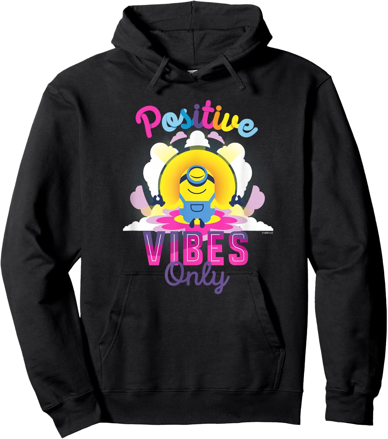 Minions Stuart Positive Vibes Only Poster Hoodie - Hoodie | Black