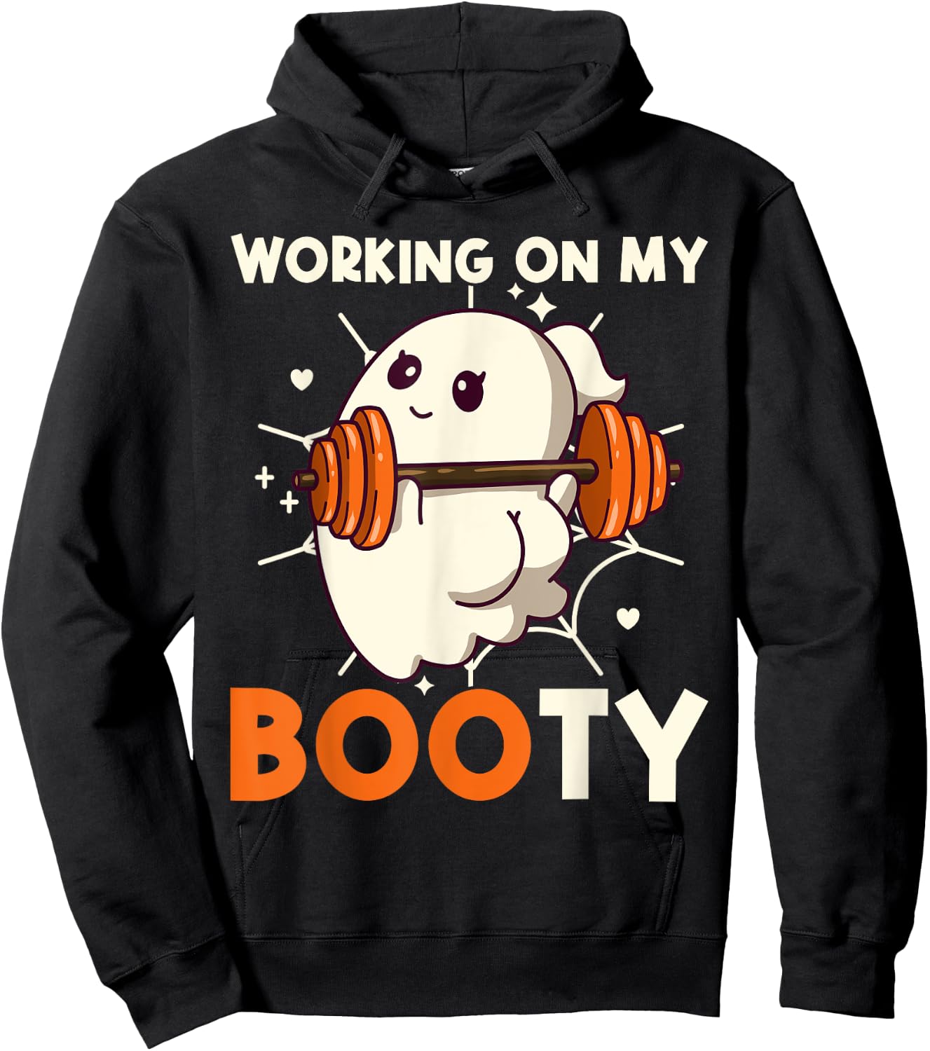 Working On My Booty Ghost Boo Gym Lover Halloween Funny Hoodie - Hoodie | Black