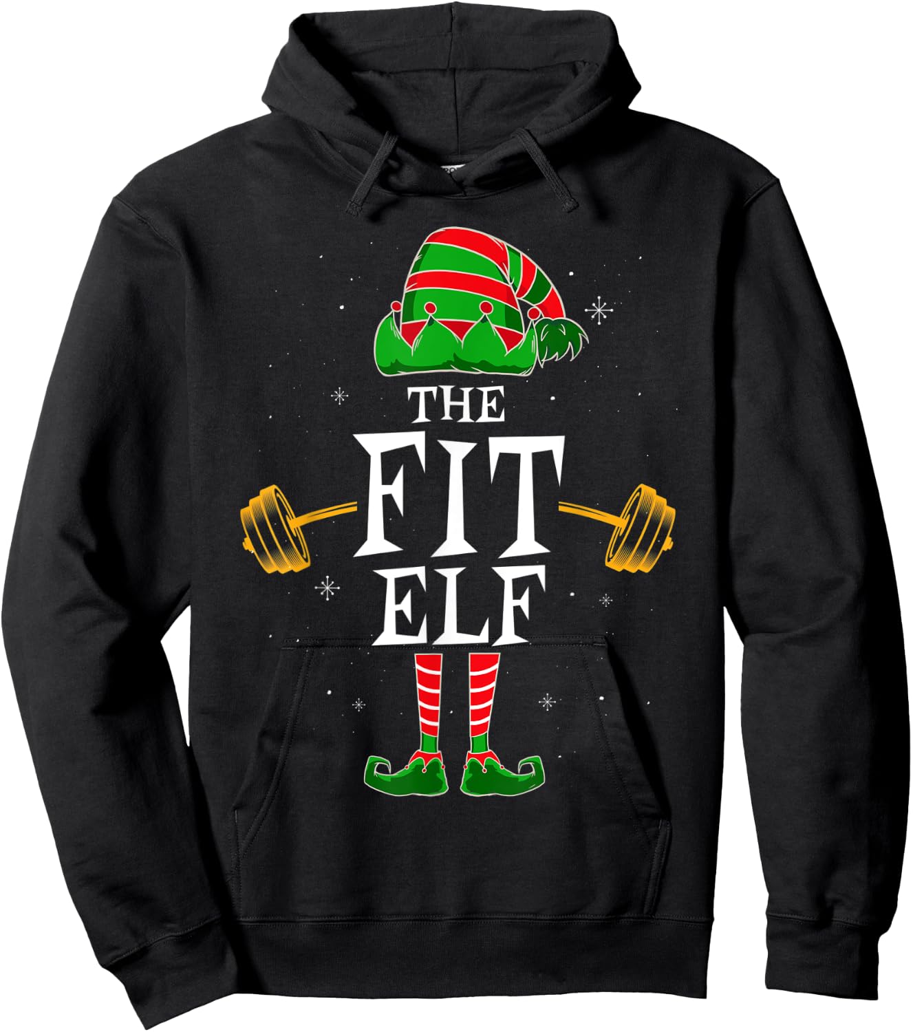 Fit Elf Group Matching Family Christmas Gym Fitness Hoodie - Hoodie | Black