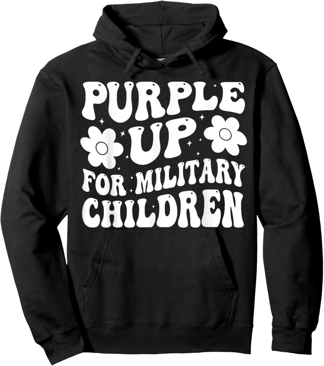 Purple Up For Military Kids Military Child Month Groovy Hoodie - Hoodie | Black