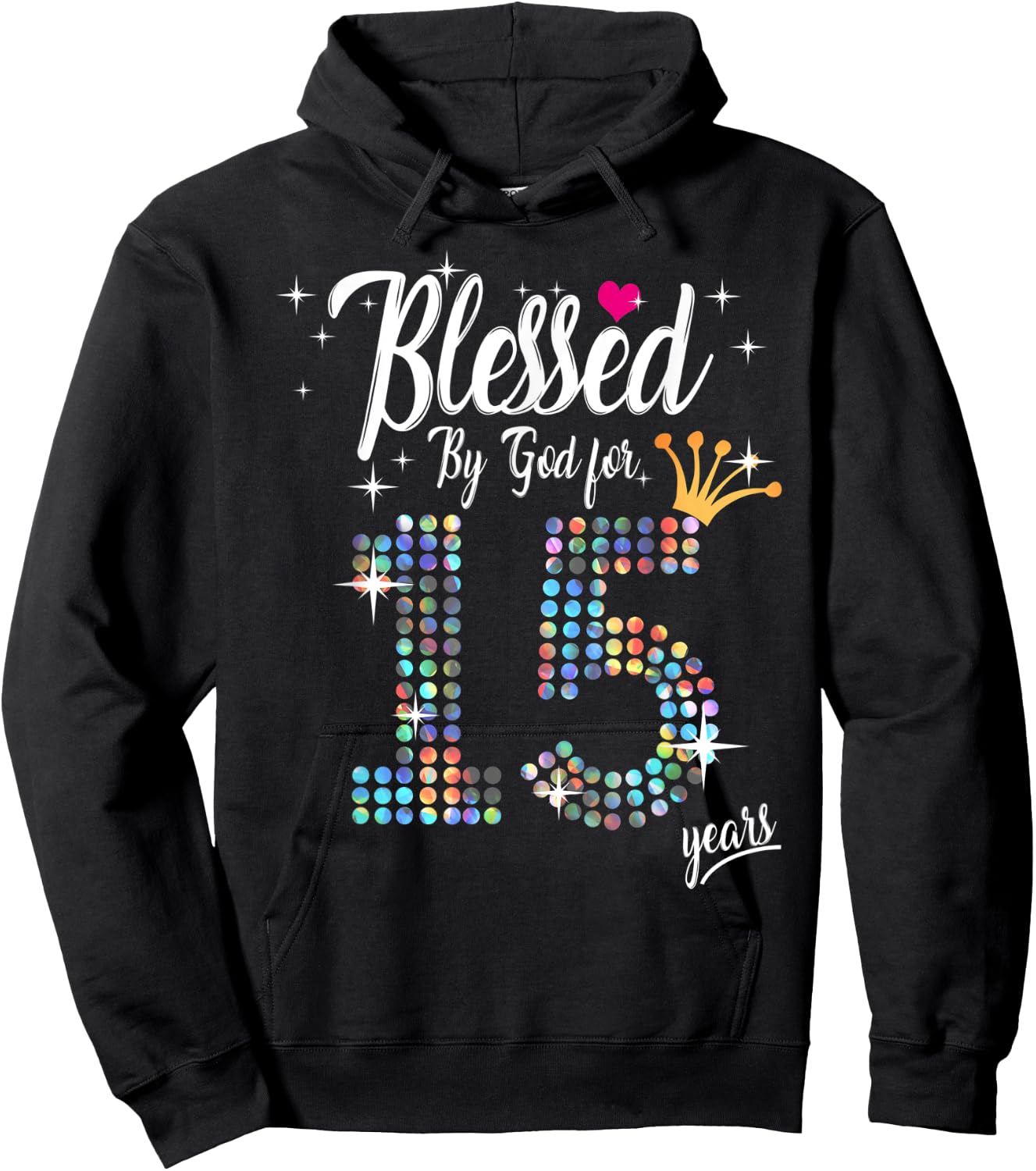 Blessed by God for 15 Years 15th Birthday Anniversary Hoodie - Hoodie | Black