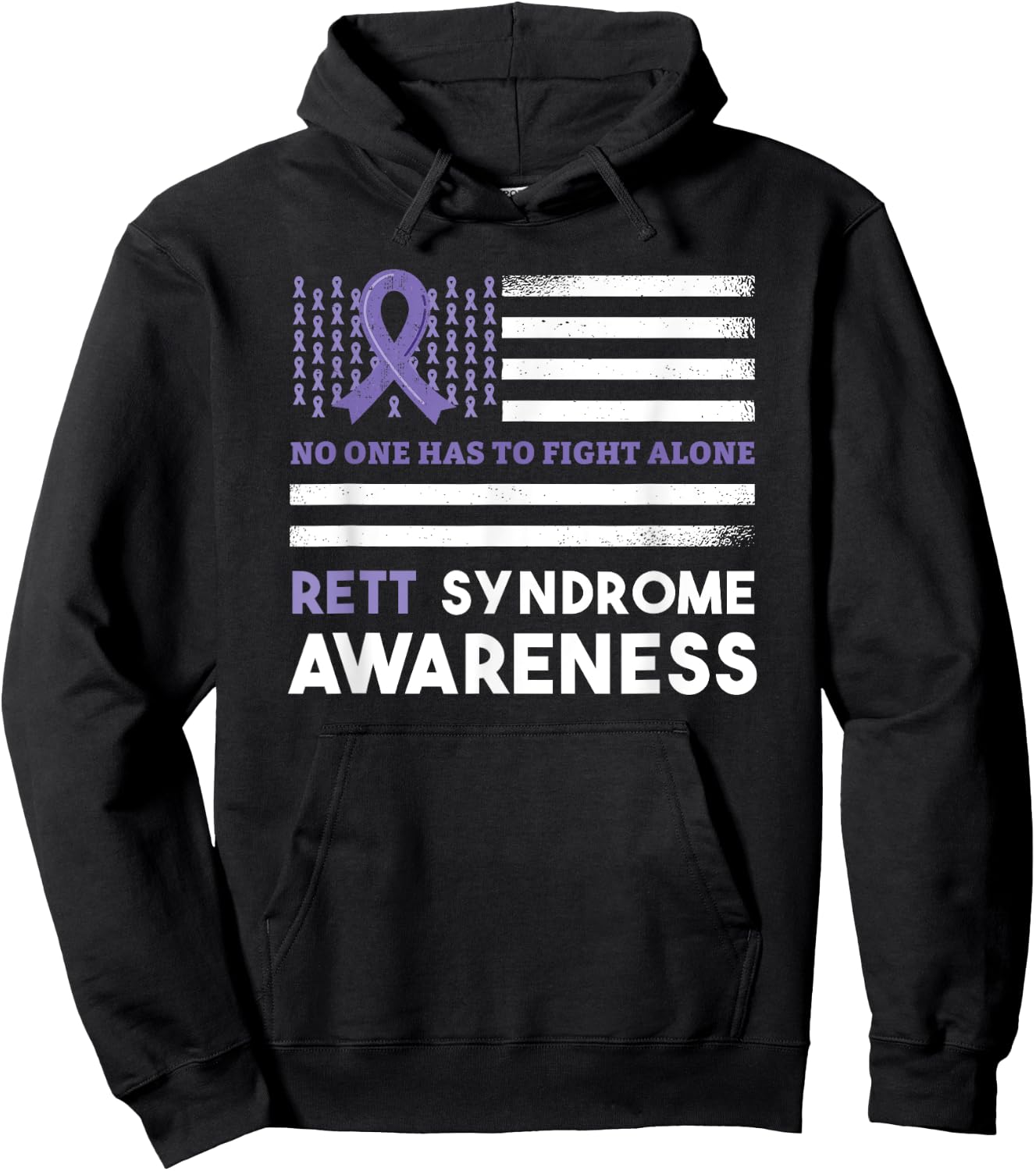 Rett Syndrome Awareness Butterfly Ribbon Purple Support Hoodie - Hoodie | Black