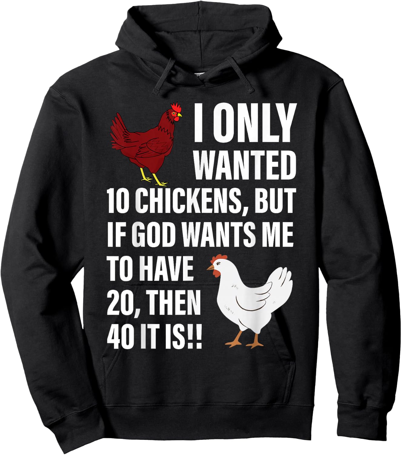I Only Wanted 10 Chickens But If God Wants Me To Have 20 Hoodie - Hoodie | Black