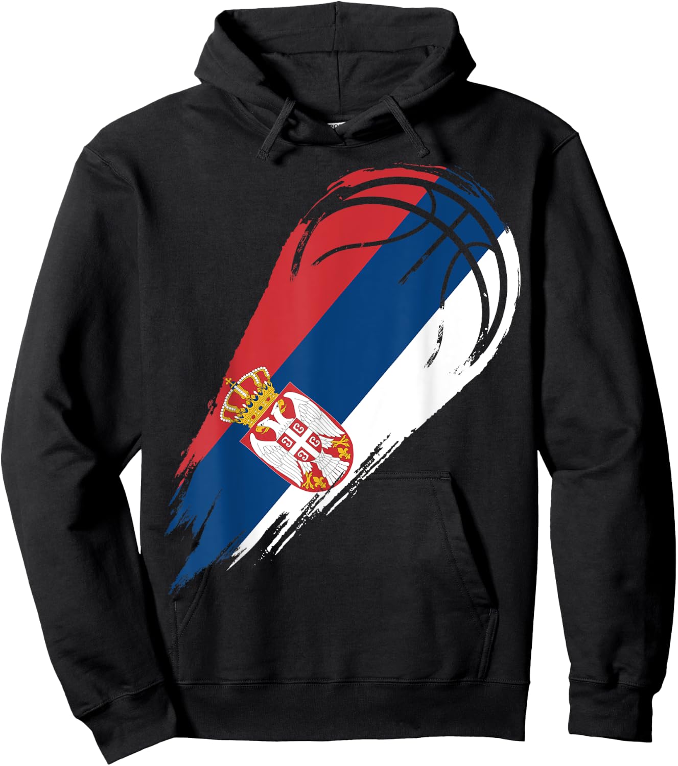 Basketball with flag of Patriotic Serbia Hoodie - Hoodie | Black