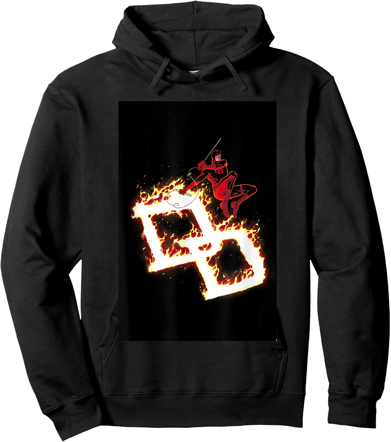Marvel Comics Retro Classic Daredevil DD On Fire Logo Hoodie - Hoodie | Black