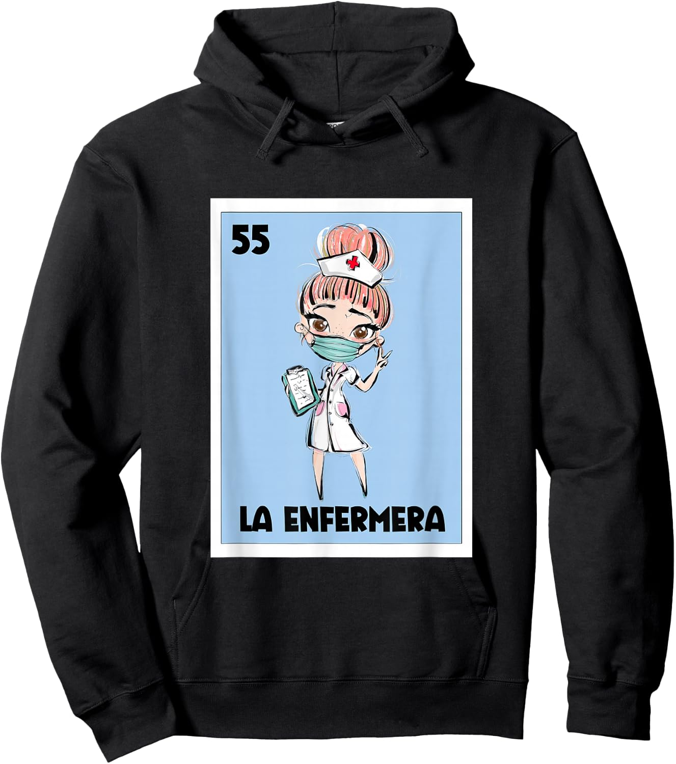 La Enfermera Mexican Bingo Card The Nurse Nursing Spanish Hoodie - Hoodie | Black