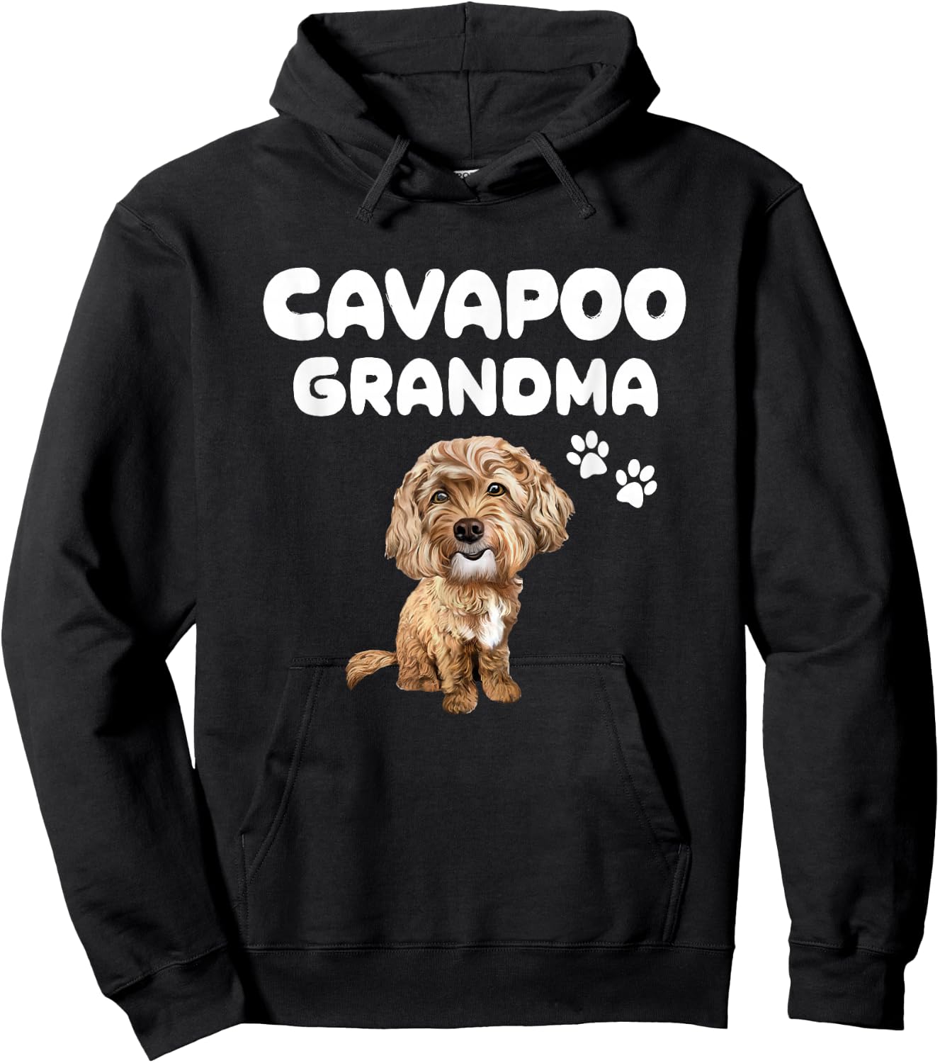 Cavapoo Grandma. Red Cavapoo Dog Puppy and Paws Women Hoodie - Hoodie | Black
