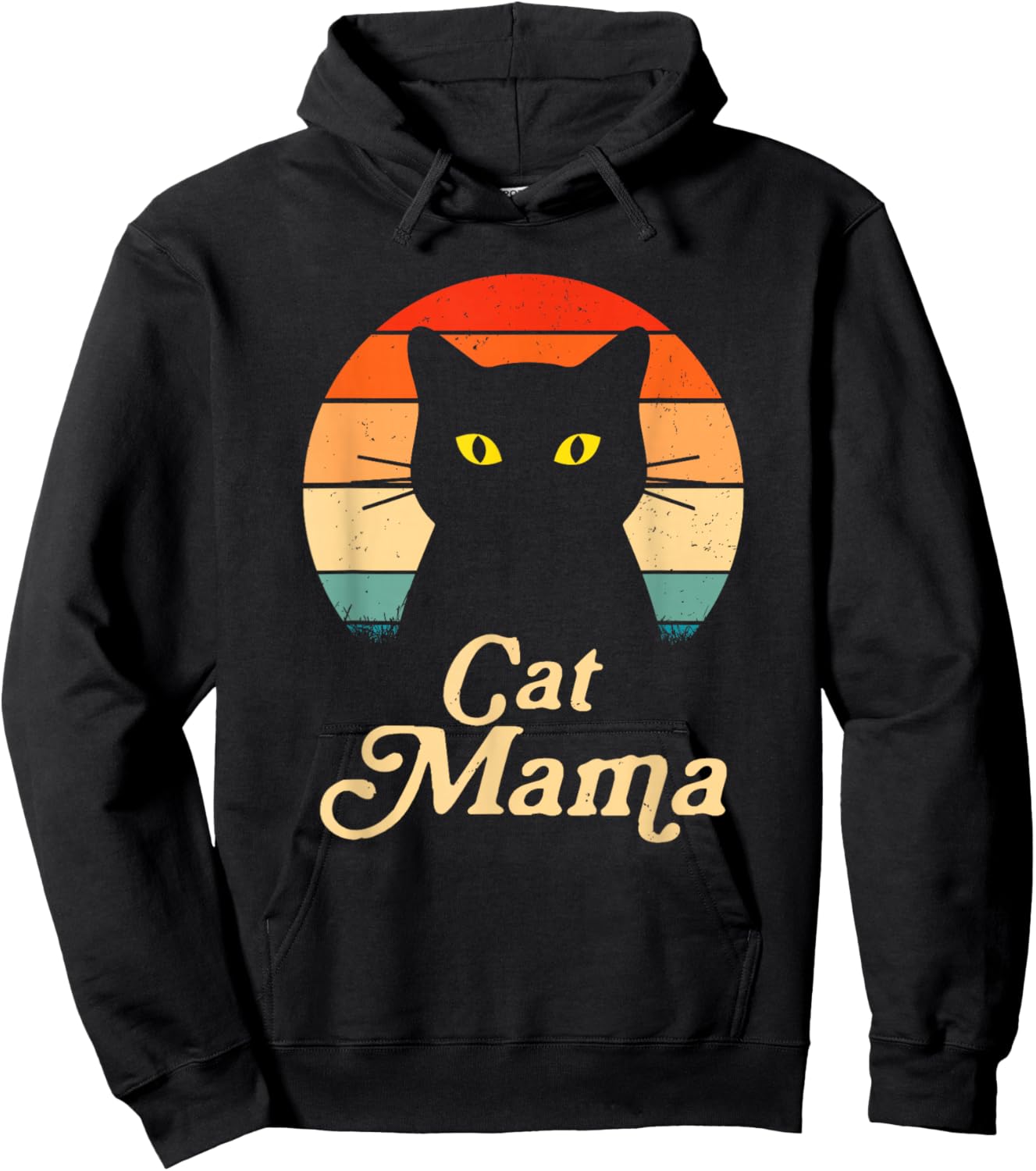 Vintage Cat Mama Wildlife Happy Mother's Day Black Cat Mom Hoodie - Hoodie | Black