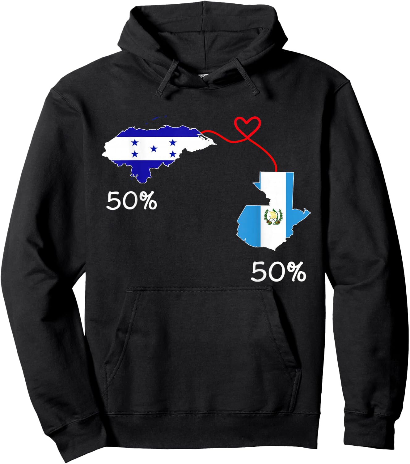 Half Honduran Half Guatemalan Flag Map Guatemala Honduras Hoodie - Hoodie | Black