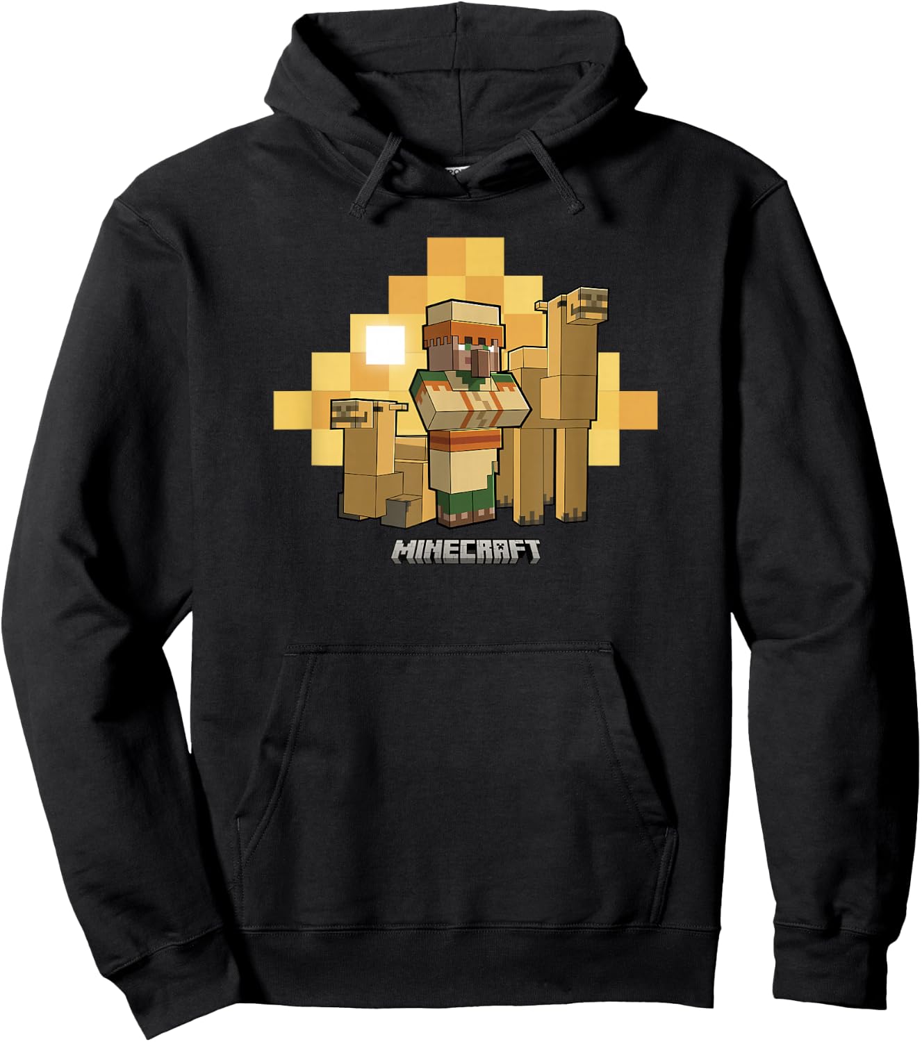 Minecraft Vanilla Villager & Camels Desert Portrait Hoodie - Hoodie | Black