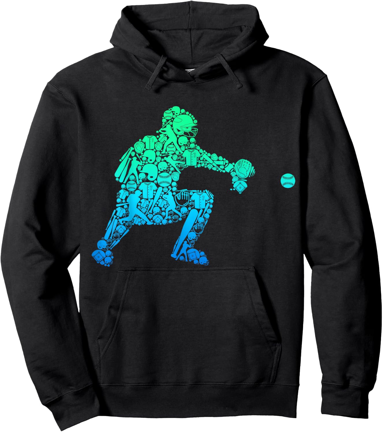 Baseball Catcher Player Youth Men Kids Boys Hoodie - Hoodie | Black