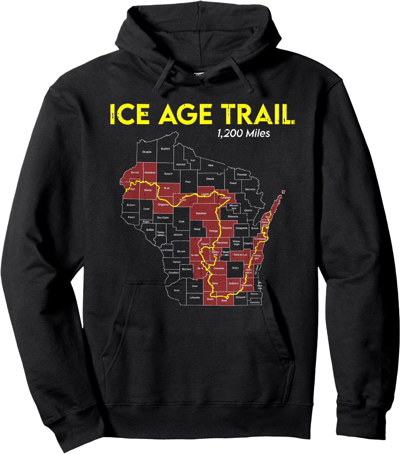 Ice Age Trail Wisconsin Long-Distance Hiking Scenic Trail Hoodie - Hoodie | Black
