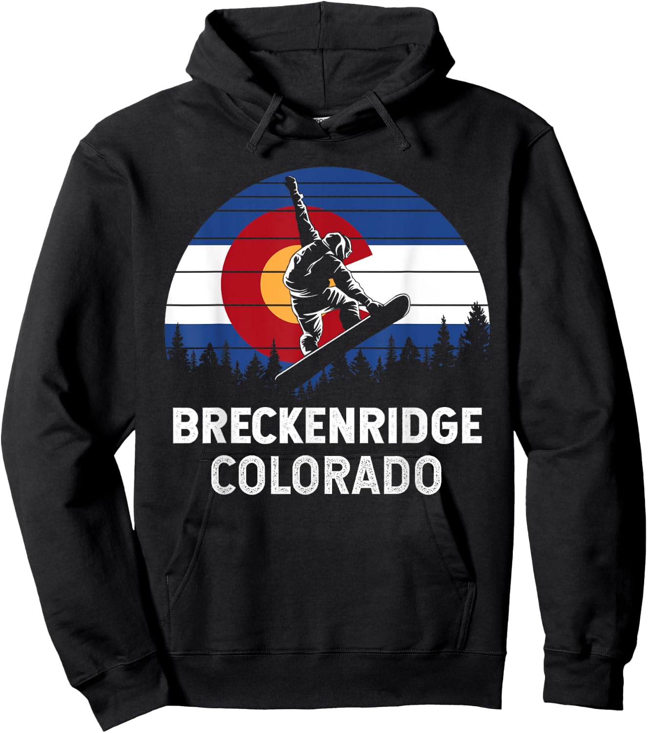 Colorado Snowboarding Gifts And Shirts Breckenridge CO Mountain Town Retro Snowboarding Hoodie - Hoodie | Black
