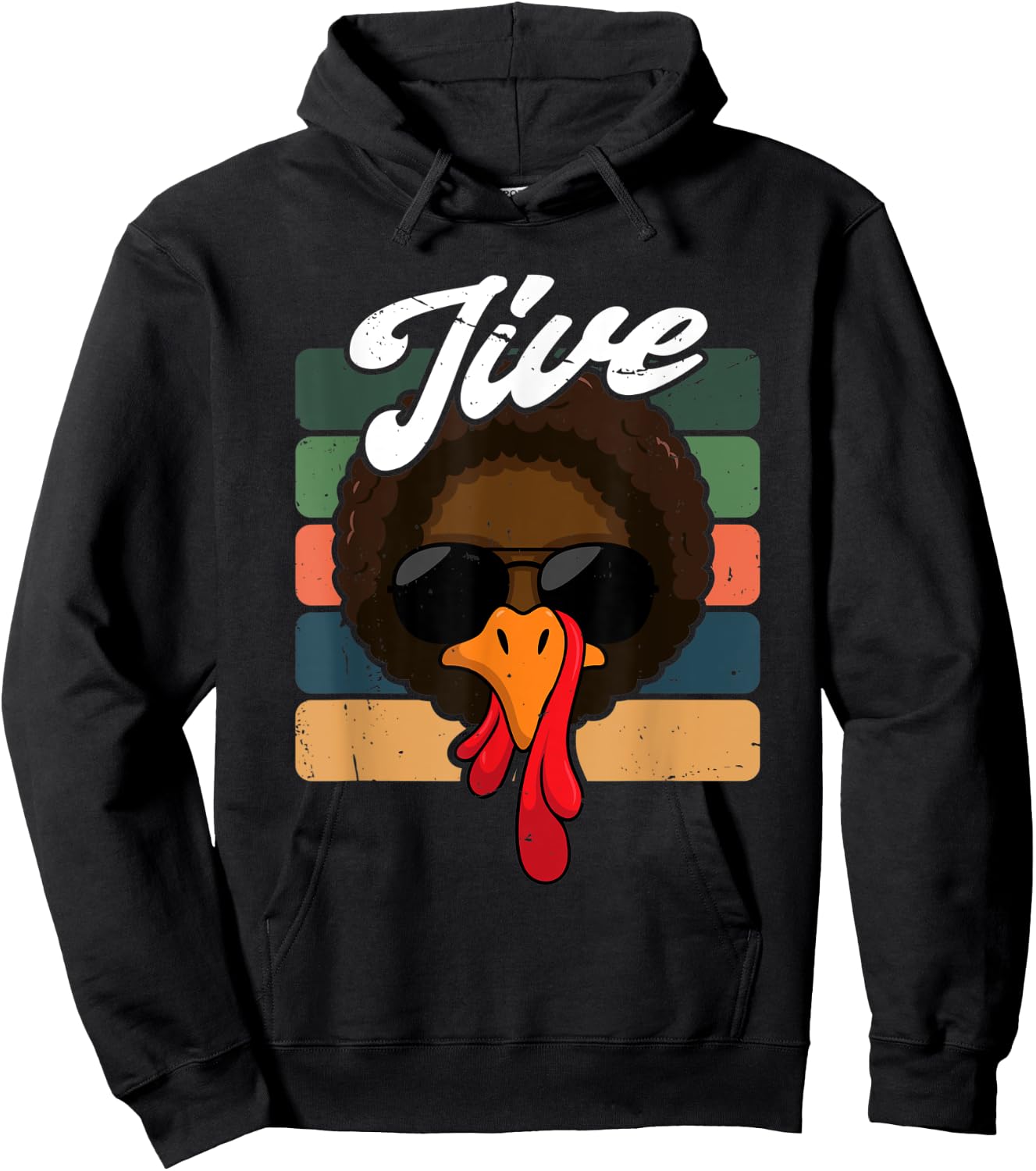 Jive Thanksgiving Turkey Day Face Vintage Retro Hoodie - Hoodie | Black