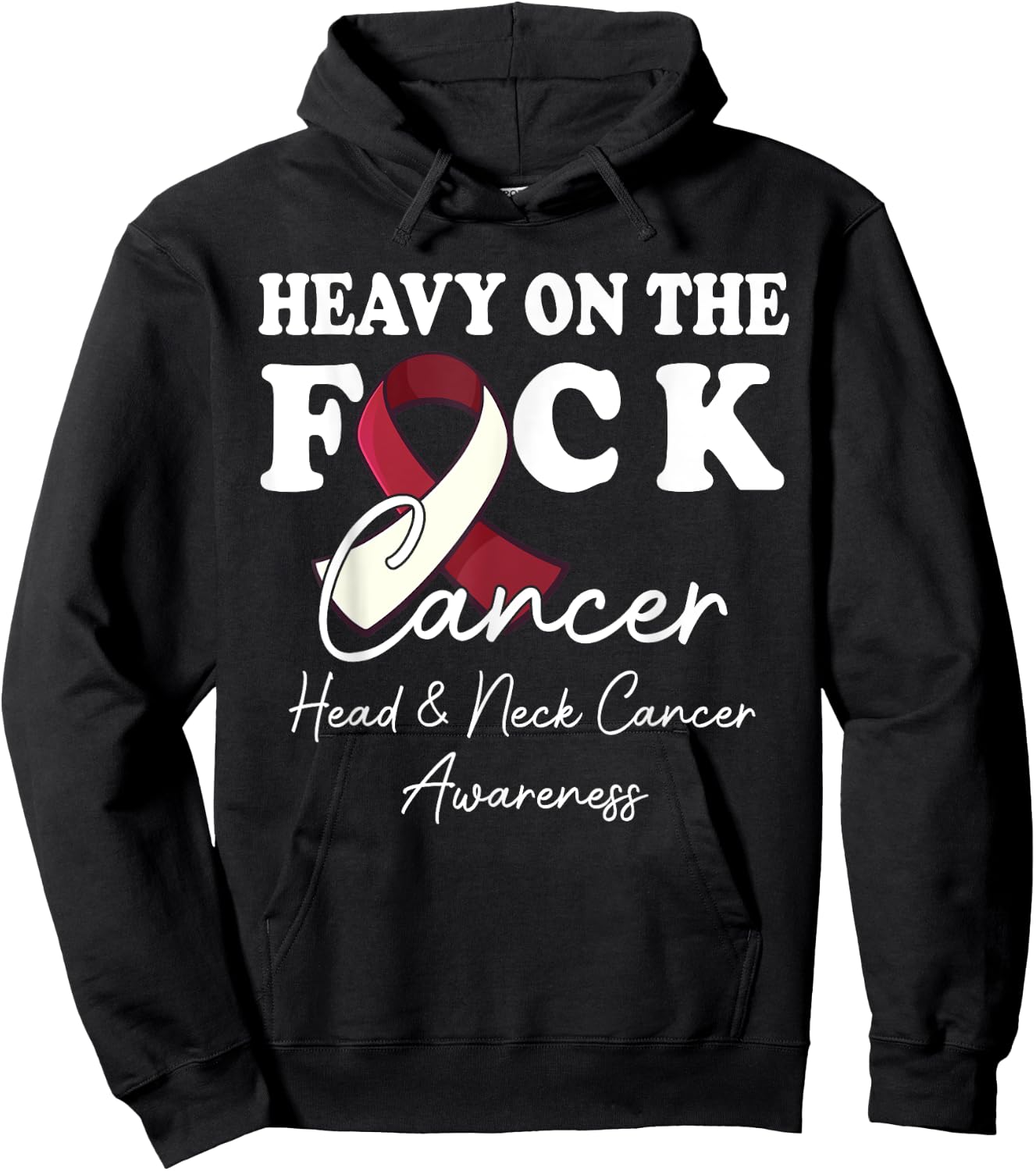 Heavy On The Fuck Cancer Survivor Head & Neck Cancer Support Hoodie - Hoodie | Black