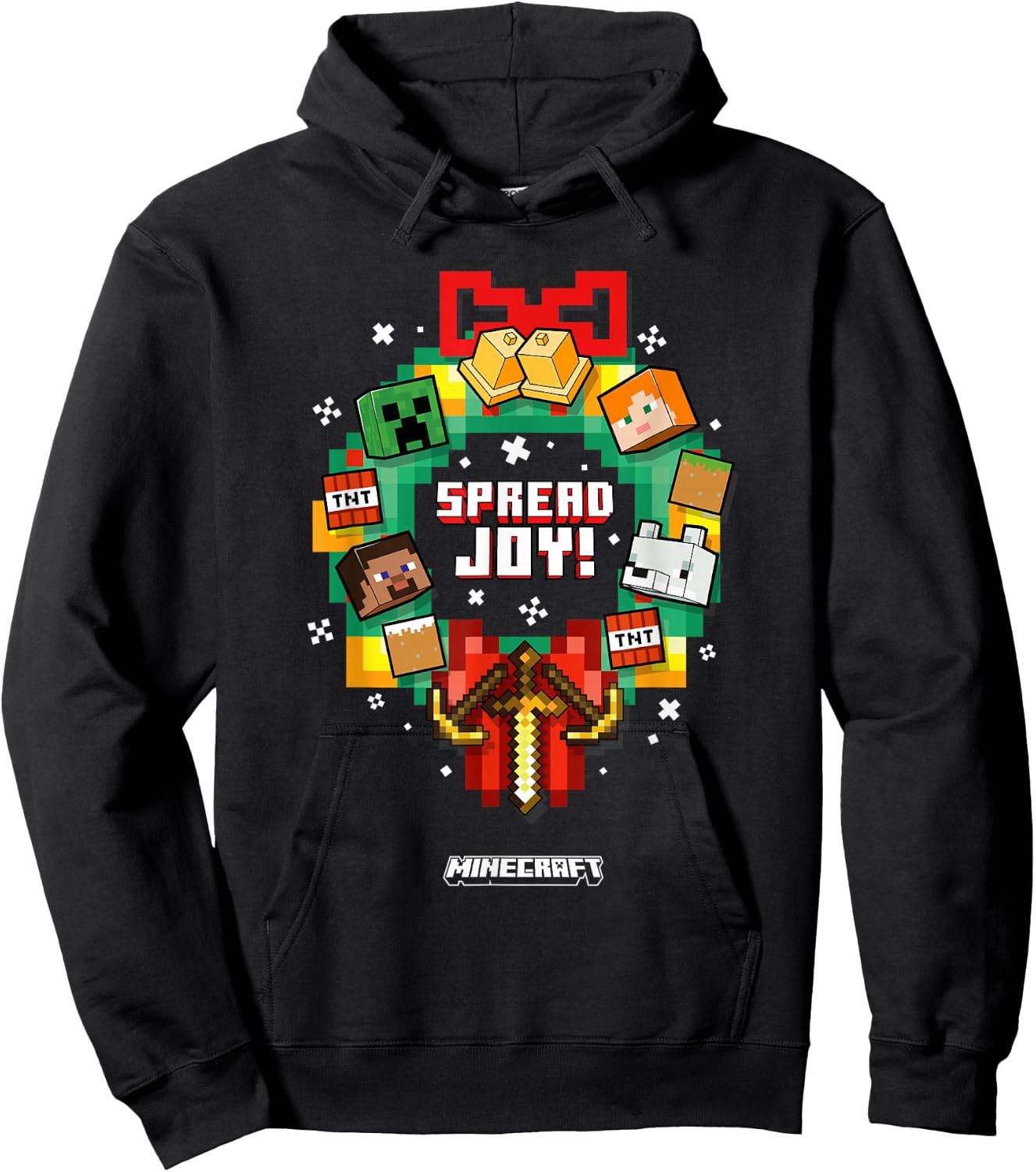 Minecraft Christmas Spread Joy! Xmas Crown Group Shot Hoodie - Hoodie | Black