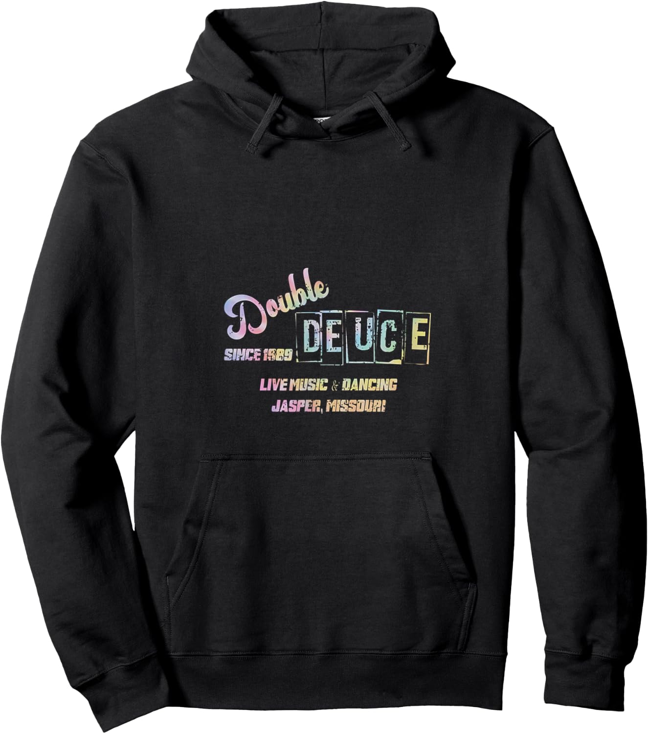 Retro 80s Double Deuce Roadhouse Tie Dye Hoodie - Hoodie | Black