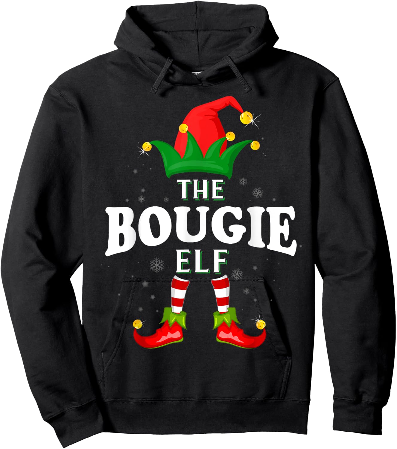 Xmas Bougie Elf Family Matching Christmas Pajama Hoodie - Hoodie | Black