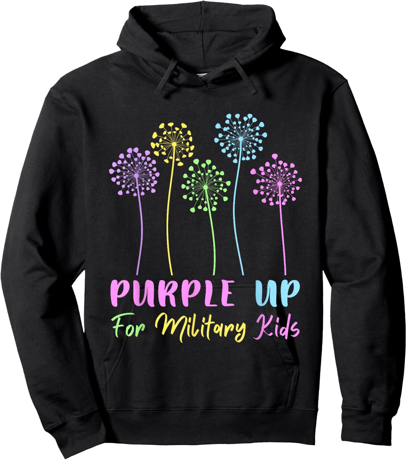Purple up for Military Kids dandelion Month of the Military Hoodie - Hoodie | Black