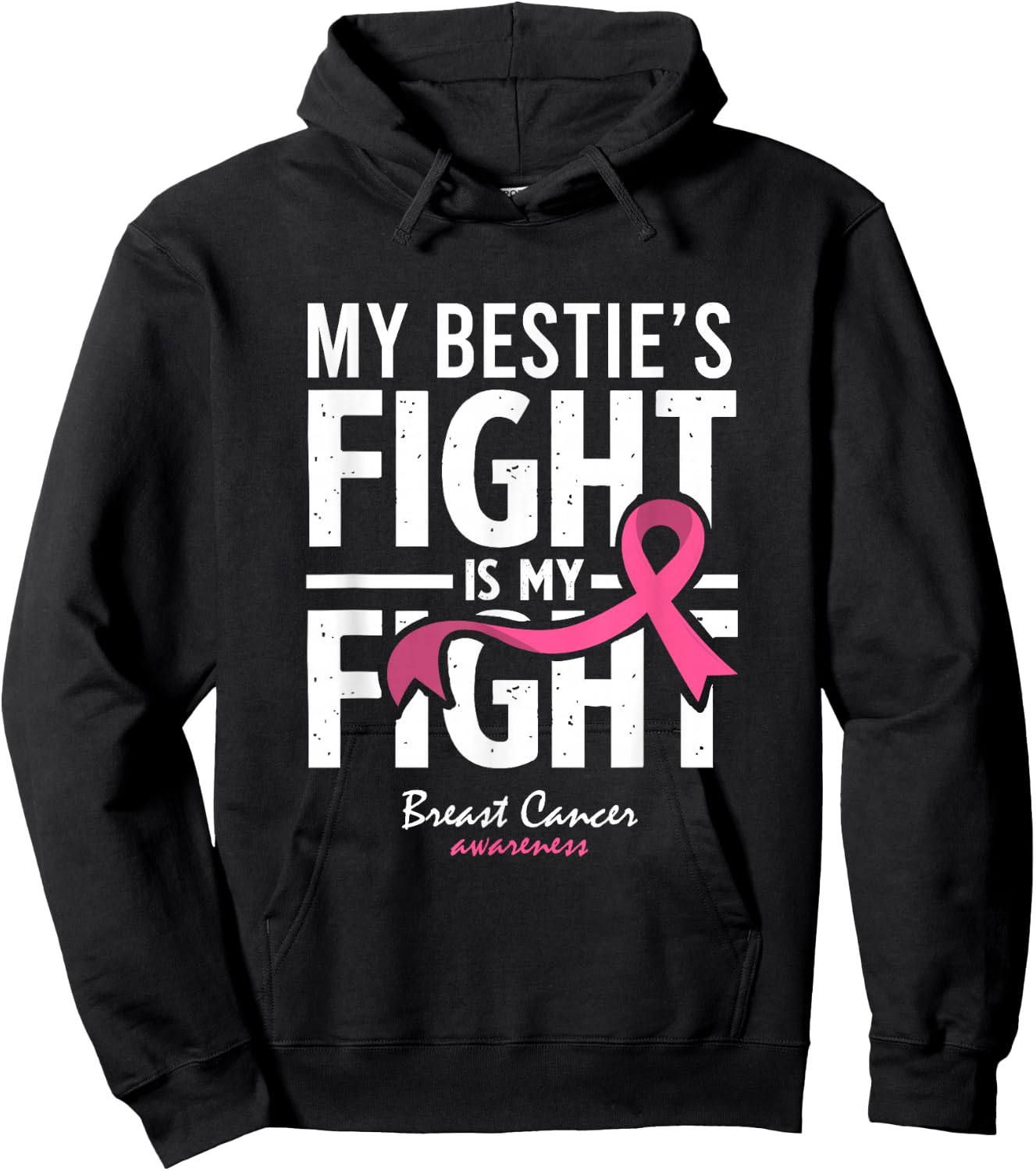 Pink Breast Cancer Bestie Survivor Support Friend Hoodie - Hoodie | Black